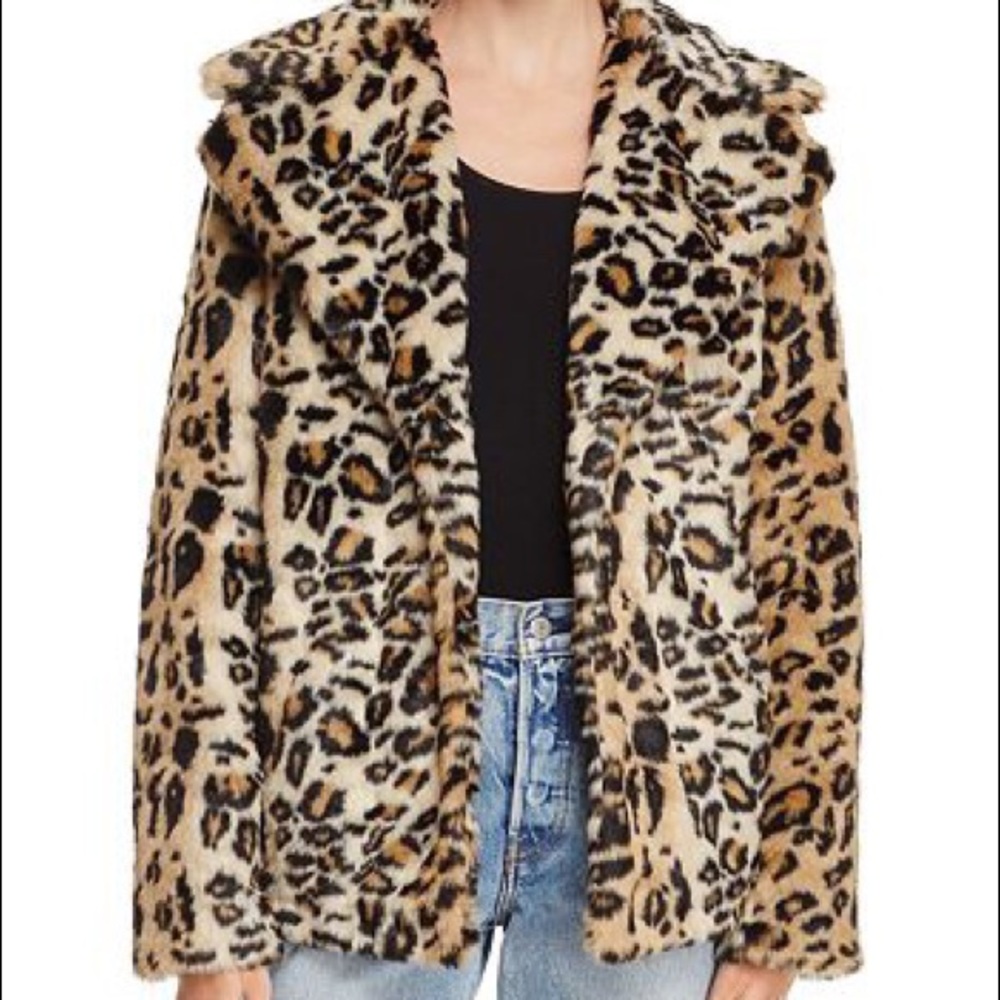 Aqua- Faux Fur Leopard Jacket